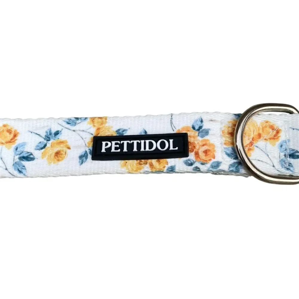 NWOT New Pettidol Dog Pet Collar Quick Release Buckle White/Yellow/Blue Floral